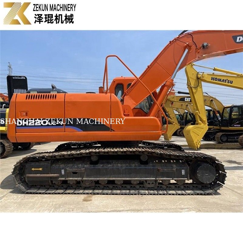 ব্যবহৃত জমি খননকারী 22 টন Doosan 220 Excavator DH220LC-7 ইঞ্জিন 21400 K